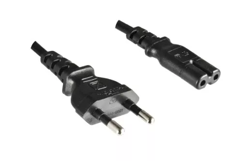 Netzkabel KOREA 2pin auf C7, H05VVH2-F, 0,75mm², KOR 2pin/IEC 60320-C7, KTL, schwarz, Länge 1,80m